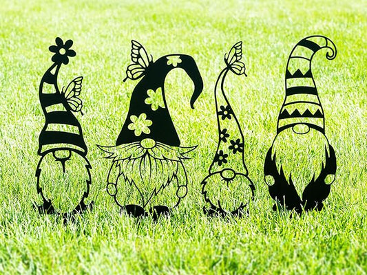 Garden Gnome Stakes | Outdoor Decor | Gnome Yard Stakes | Fairy Garden | Spring Art | Housewarming Gift