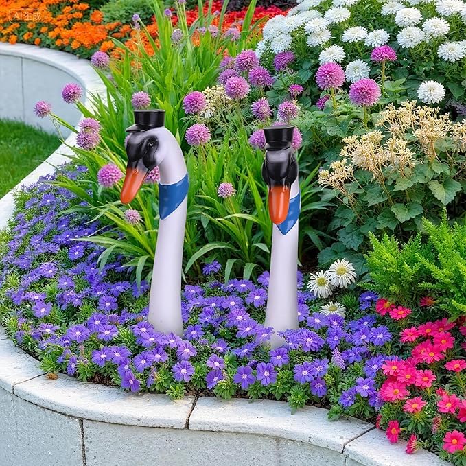 Porch Goose Statue Stake Garden Goose Decor, 16'' Planter Decor Goose Stake Outdoor Decorative Front Porch Figurine for Yard Patio Lawn, Best Gifts for Mom Grandma Women
