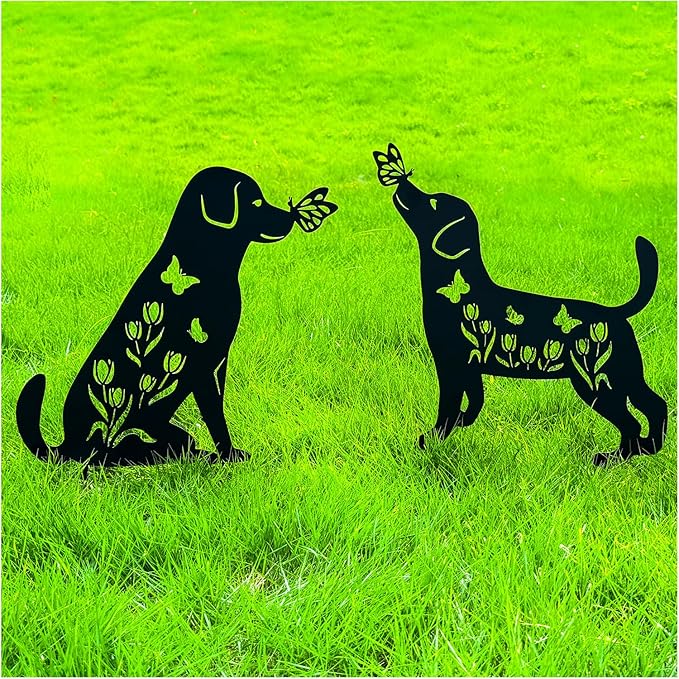 Dog Metal Decorative Garden Stakes Labrador Dog Gifts for Women/Men Animal Silhouette Statues for Yard Art, Outside, Patio, Outdoor Decor, Garden Decorations, Lawn Ornaments