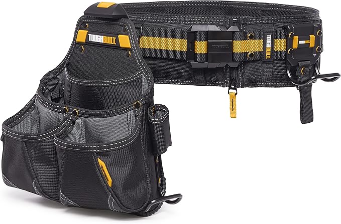 ToughBuilt ClipTech Series – 3-Piece Pro Framer Tool Belt Set, ClipTech™ Modular System with 2 Professional Pouches and Padded Belt, 1680D Heavy-Duty Construction (TB-CT-102-3P)