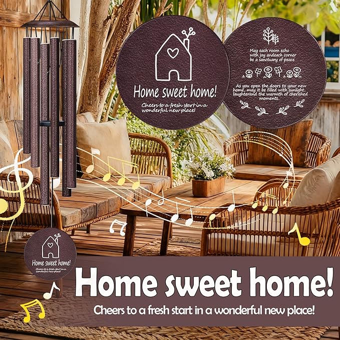 House Warming Gifts New Home,New Home Gift Ideas， Home Sweet Home，House Warming Gift，BestGifts for Housewarming，House Warming Gifts for Women or Men，26 Inch Wind Chimes-Bronze