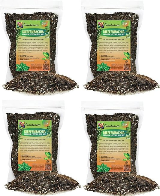 Gardenera Premium DIEFFENBACHIA Potting Soil Mix - Ideal for Growing Robust and Healthy Dieffenbachia - 20 Quart