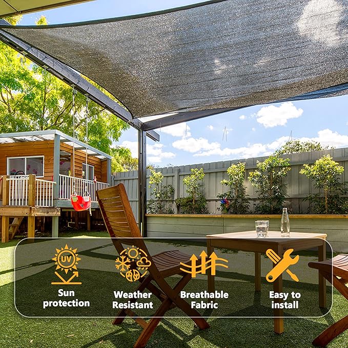 VICLLAX 50% Shade Cloth, 6x9FT Durable Black Mesh Trap with Every 3 FT Grommet, Sun Shade Fabric Netting for for Plants Cover, Greenhouse, Chicken Coop, Barn Kennel, Garden Patio
