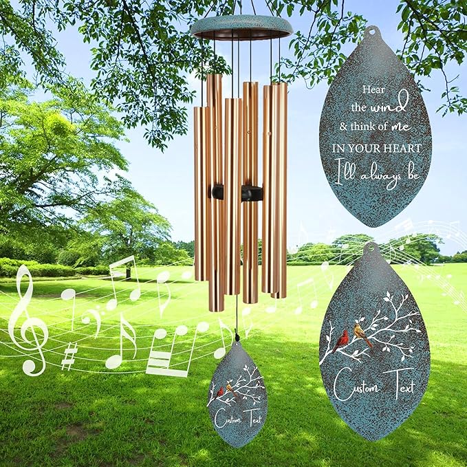 ASTARIN Personalized Sympathy Wind Chimes Deep Tone, 35inch Cardinal Wind Chimes, in Loving Memory of Dad/Mom, Memorial Gifts for Funeral Condolences(Produced in USA)