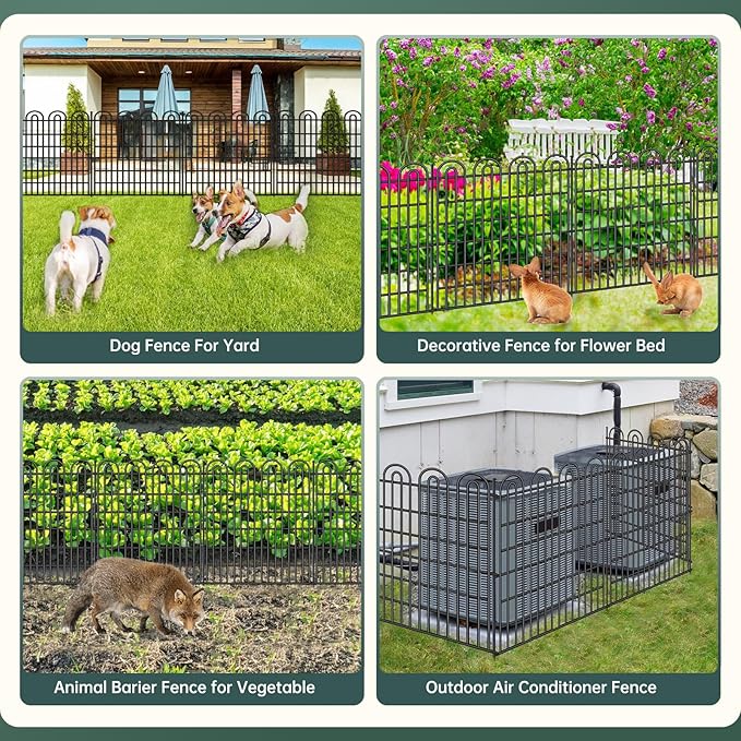 10 Panels Tall Garden Animal Barrier Fence with Gate, 42 in(H) X 24.5 ft(L) No Dig Decorative Garden Fence Outdoor for Yard, Heavy Duty Rustproof Metal Edging Border for Dog, Rabbits