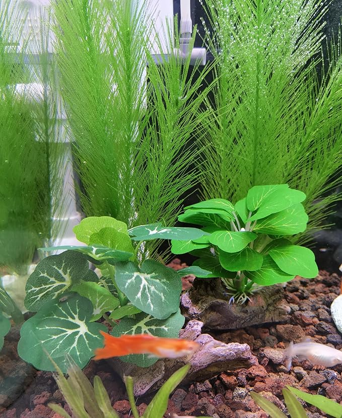 M2cbridge Plastic Fish Tank Plants Soft Silk Water Grass Reptile Waterweed for Terrarium Decor Plants and Aquarium Landscape(4pcs,8")