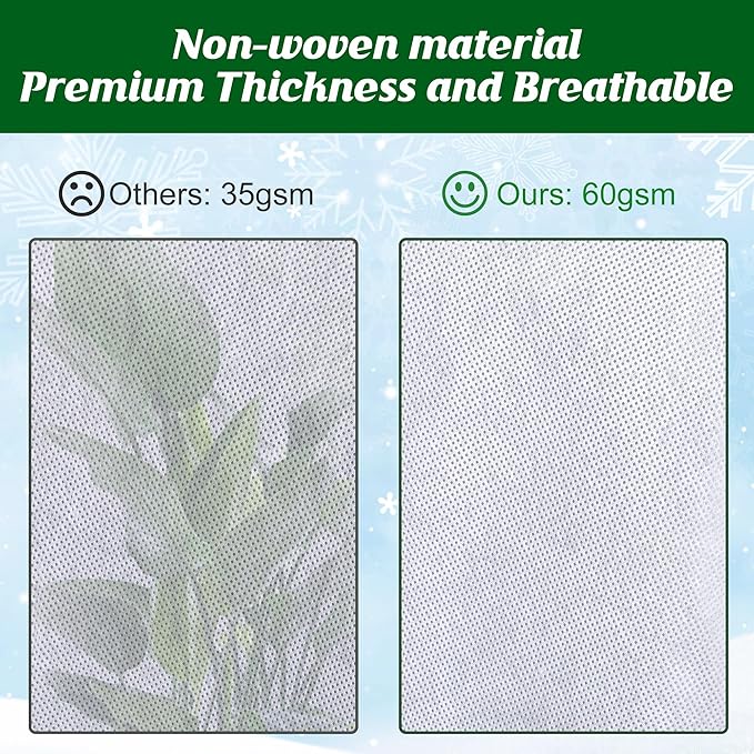 Alpurple 3 Packs Winter Drawstring Plant Covers - 47" X 31.5" Warm Plant Protection Cover Bags, Frost Cloth Blanket Protecting Fruit Tree Potted Plants from Freezing Animals Eating