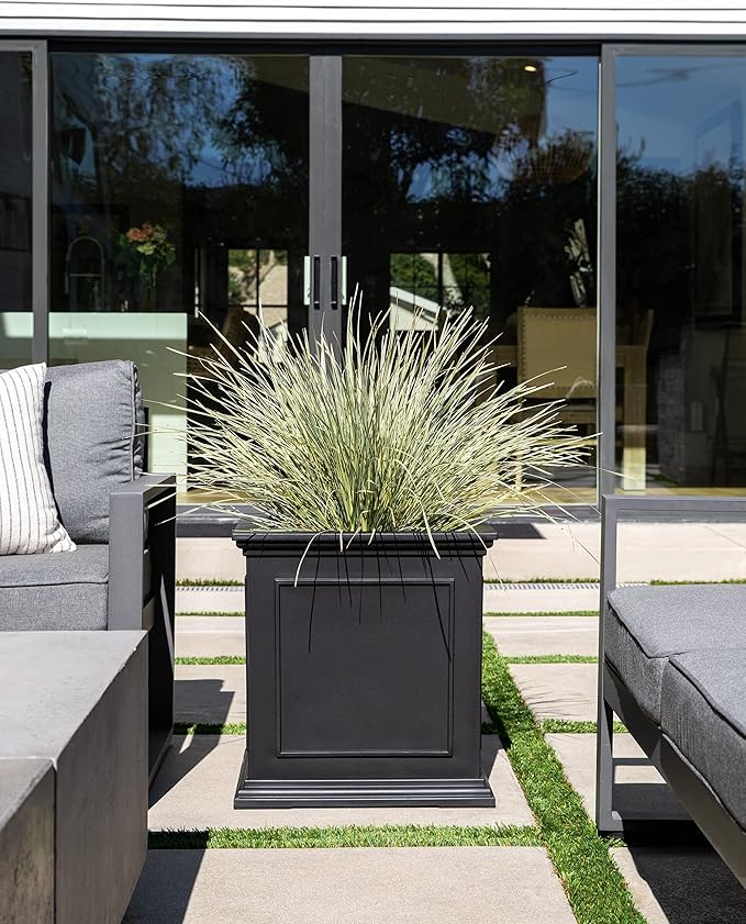 Veradek Brixton Cube Planter, Black, 20.75 in Height, 19 in Width, 19 in Length, Outdoor Use