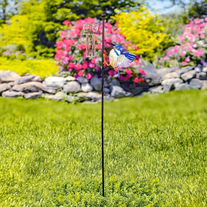 Zaer Ltd. Decorative Iron Bird Garden Stake in 5 Styles (Bird Skye with Rain Gauge)