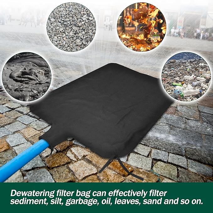 3 x 4ft Dewatering Bags with Drawstring Extra Large Dewatering Filter Bag Silt Oil Sludge Sediment Filter Bag Non Woven Geotextile Fabric Filter Bags for Construction Sites Dredging