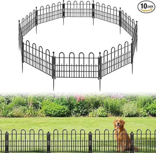 10 Panels Garden Fence with Latch Gate, 11.81in (H) X 16.42ft(L) Animal Barrier Fence with 1in Gaps for Rabits, Dog Fencing Outdoor for Yard, Flower Beds, Patios, Vegetable Patches