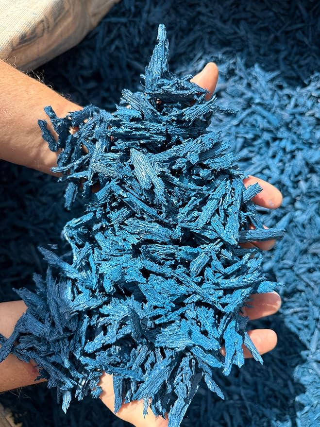 – 100% Wire-Free Premium Grade Shredded Rubber Mulch for Playgrounds & Landscaping | Safe for Kids & Pets, No Replacement Needed, Ultra Durable | Blue, 10 lb (0.6 cu ft)
