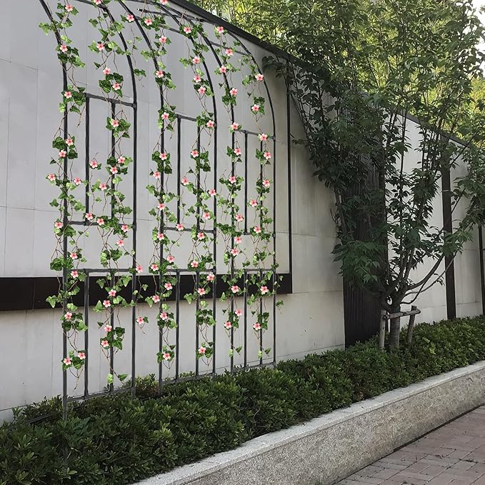 Twira Half Side Garden Arch Trellis, 7.9FT Metal Arbor Trellis for Climbing Plants Outdoor, Black Half Arch Wedding, Garden Archway Arbors and Trellises Decoration for Lawn, Patio, Backyard