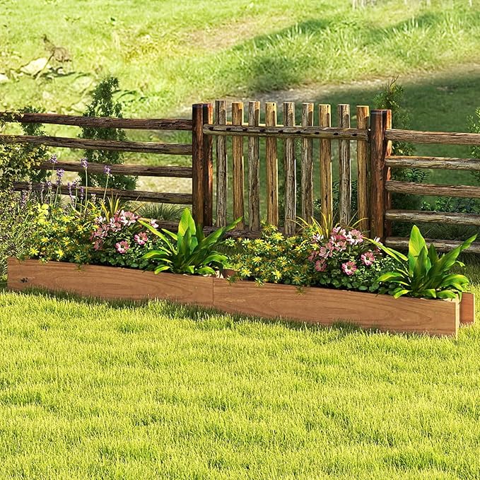 S AFSTAR 2 Pieces Raised Garden Bed, 36” x 7” x 6.5” Wood Rectangle Planter Box with Drainage Holes, Water-Resistant Paint, Decorative Window Box, Outdoor Garden Bed for Fruit Vegetable Flower Herb
