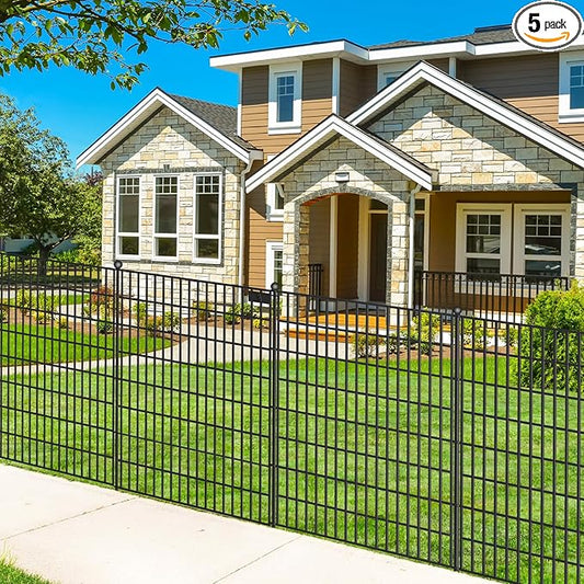 5 Panels No Dig Garden Fence with Gate, 40 in(H) X 12.1 ft(L) Metal Fence Panels, Thickened Rustproof Garden Fencing, Animal Barrier for for Dogs, Rabbits, Landscape, Patio