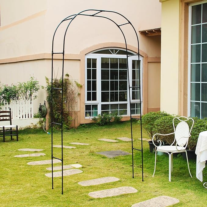 7.9 Ft H x 4 Ft W Metal+PE Coated Pergola Arbor, Easy to Assemble 3 Sizes, for Various Climbing Plant Wedding Garden Arch Bridal Party Decoration Wide Arbor, 1 Pack
