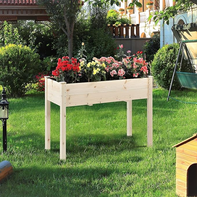TMEE 4FT Raised Garden Bed with Legs, Elevated Garden Box for Vegetable, Flower, Herb, Wood Planter Load Up to 250 Pounds for Gardening in Backyard Patio - Easy Assembly, 30in Height