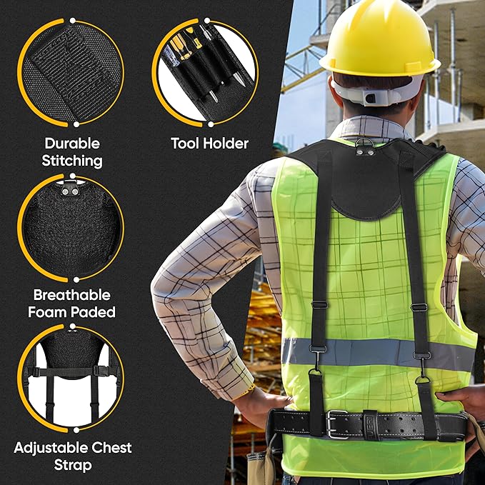 FUERI Tool Belt Suspender for Men Adjustable Heavy Duty Construction Carpenter Electrician