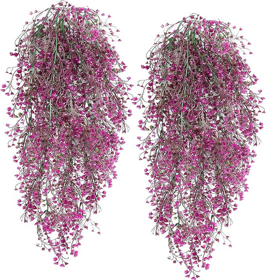 RECUTMS Artificial Hanging Plants Fake Hanging Vines Boston Fern Greenery Hanging Wall Plants for Home Room Garden Wedding Outside Decoration (Fuchsia 4P)