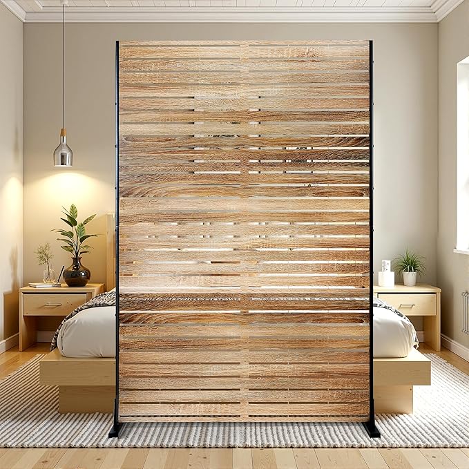 Metal Privacy Screen Outdoor Privacy Screen, Freestanding Fence Panel for Outside, 72''H×47''W, Decorative Screen Panel for Backyard/Patio/Deck