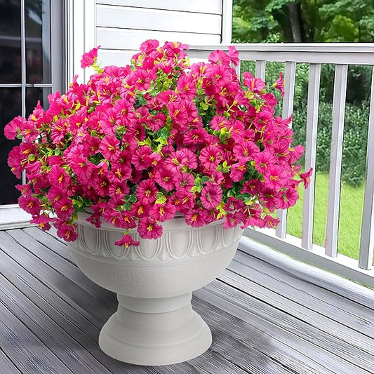 Artificial Flowers for Outdoor Indoor Garden Home Decoration, Faux Flower Daisy with Eucalyptus Leaves Fake Plants Greenery Boxwood Porch Patio, 12 Bundles