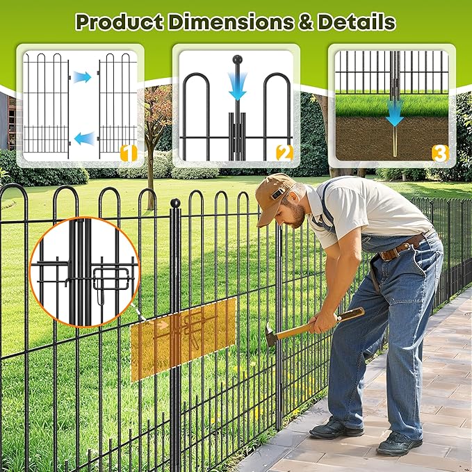 5 Panels Dog Fence Outdoor for Yard, 39.51in (H) x 11.54ft (L) Dog Fence for Garden