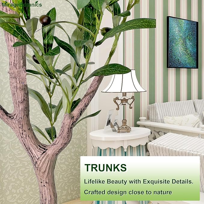 Artificial Olive Trees Indoor,Faux Olive Tree with White Planter Pot,Artificial Plants Lifelike Fruits for Home Office MeetingRoom Living Room Indoor Outdoor Decor(7ft)