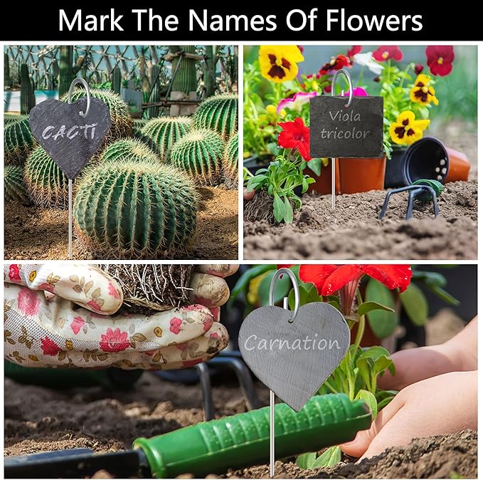 20Pack Silver Plant Label Hooks,Rust-Proof Garden Stake Markers, 30cm/11.81in Plant Sign Supports for Flowers, Planters, and Containers.
