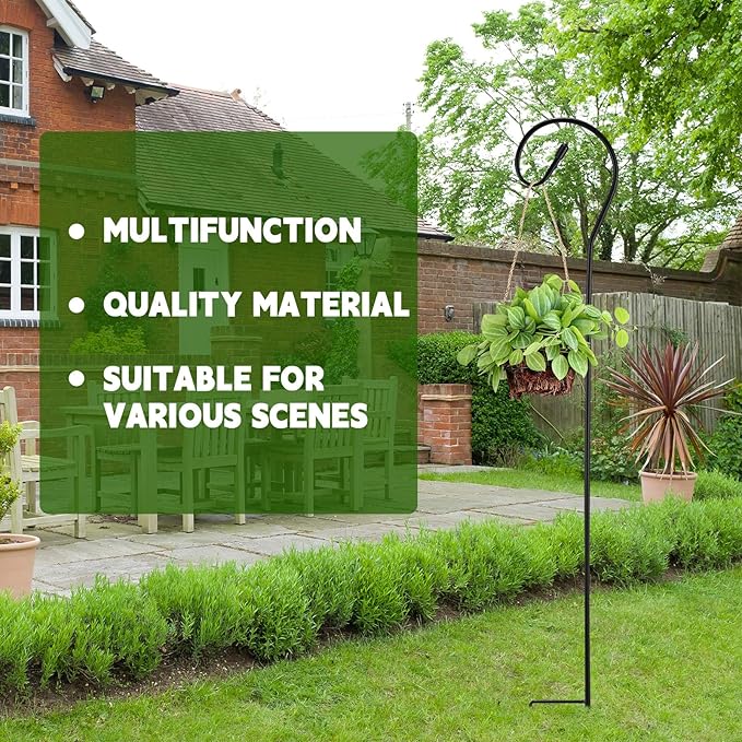 Hicarer 24 Pcs Shepherd Hooks 32 Inch Metal Rust Resistant Steel for Garden Outdoor Hanging Plant Basket Solar Light Lantern Bird Feeder Christmas Halloween Wedding Decor(Black)