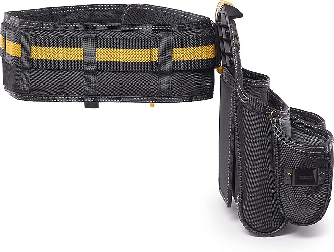 ToughBuilt ClipTech Series – 3-Piece Pro Framer Tool Belt Set, ClipTech™ Modular System with 2 Professional Pouches and Padded Belt, 1680D Heavy-Duty Construction (TB-CT-102-3P)