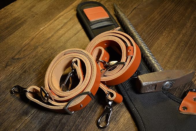 Construction suspenders for carpenter, men for framing Leather tool belt
