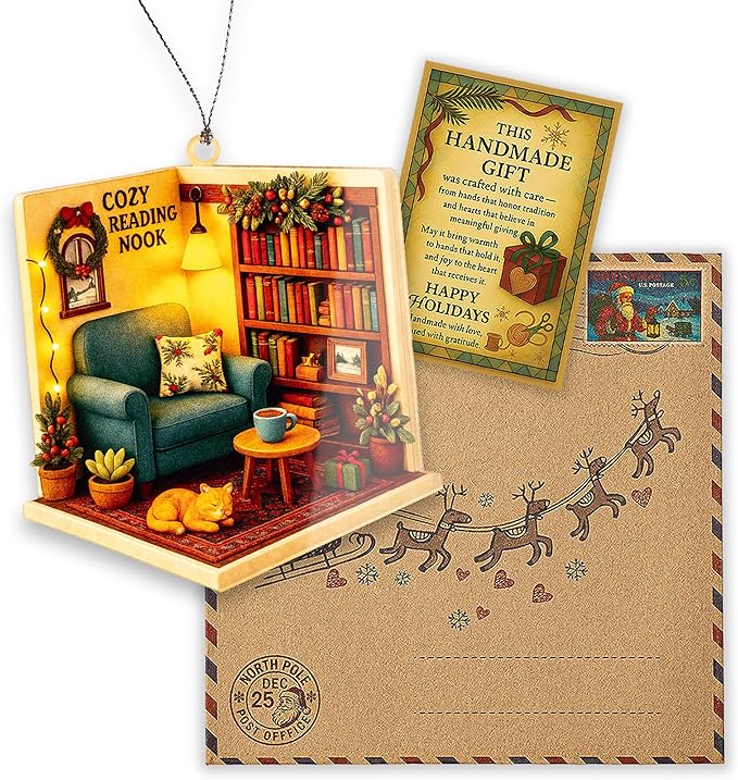 Funny Christmas Book Ornament 2025 - Book Christmas Ornament - Book Lover Gifts for Women - Books Ornaments for Christmas Tree - Bookish Gifts - Christmas Ornaments 2025 for Gift, Decor, Exchange