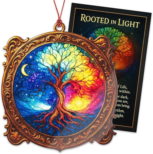 Tree of Life, 2025 Christmas Ornaments, Xmas Ornament for Tree, Acrylic Christmas Ornaments, Suncatcher Effect Stained Glass Window Hanging, car Hanging Accessories