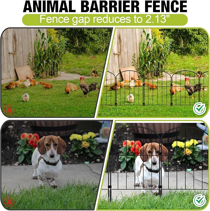 Decorative Garden Fence 24in (H) x 27.2ft (L), 26 Panels No Dig Garden Fencing Animal Barrier for Dogs Rabbits Arched Flower Bed Edging, Metal Wire Border Panel for Outdoor Patio Yard Decor