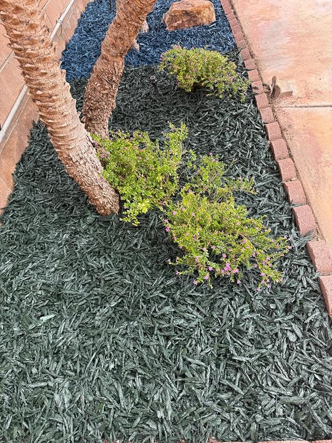 – 100% Wire-Free Premium Grade Shredded Rubber Mulch for Playgrounds & Landscaping | Safe for Kids & Pets, No Replacement Needed, Ultra Durable | Green, 20 lb (1.2 cu ft)