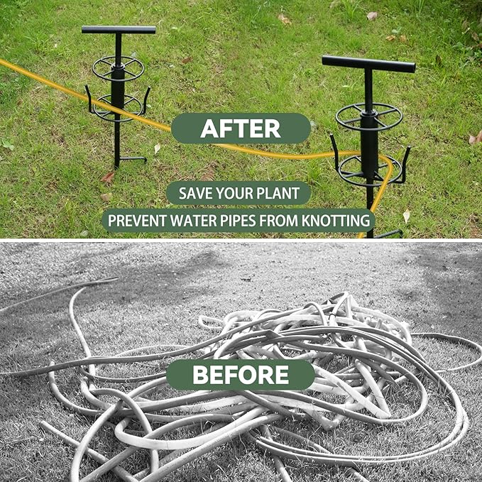 Garden Hose Guide Spike, Metal Hose Guides for Garden Heavy Duty, Hose Pulling Stand Reel for Gardens Corner, Auxiliary Water Hoses Support, Lawn & Gardens Watering Equipment, Plant Flower Protector