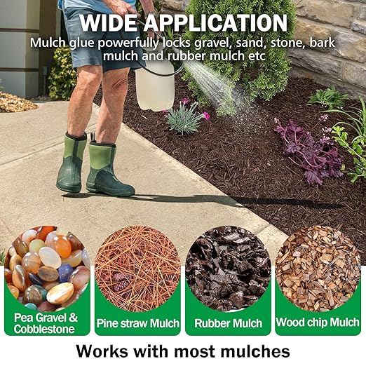 Mulch Glue for Landscaping, 88 0Z Rock Glue,Fast-Dry No-Toxic Long-Lasting Strong Pebble Binder, Pine Straw for Outdoor, Mulch Lock for Cypress, Lawn, Garden,Landscape Edging
