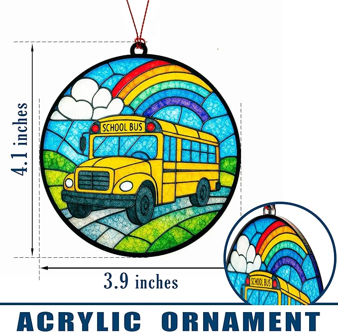 Bus Driver Gifts - Bus Driver Appreciation Gifts with Card - Thank You Gift for Back to School/College - First Day of School - End of Year or Retirement - Car, Window, Tree Hanging for Ornament