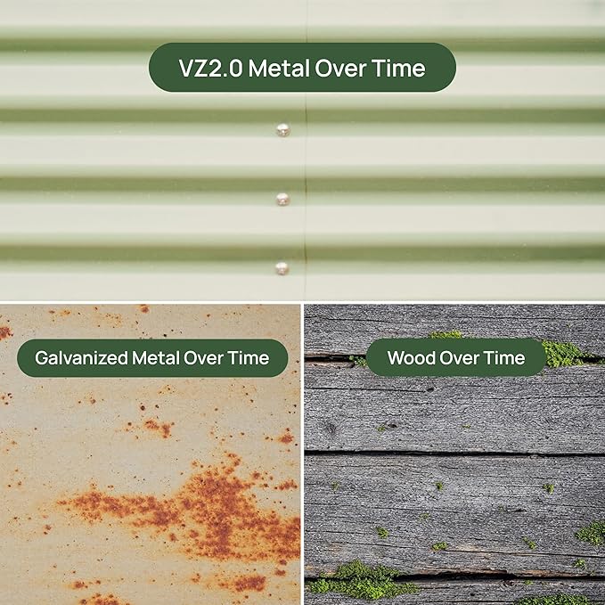 Vego garden Aluzinc Raised Garden Bed Kits, 17" Tall 6 in 1 Modular Metal Raised Planter Bed for Vegetables Flowers Patio Ground Planter Box, Terra Cotta