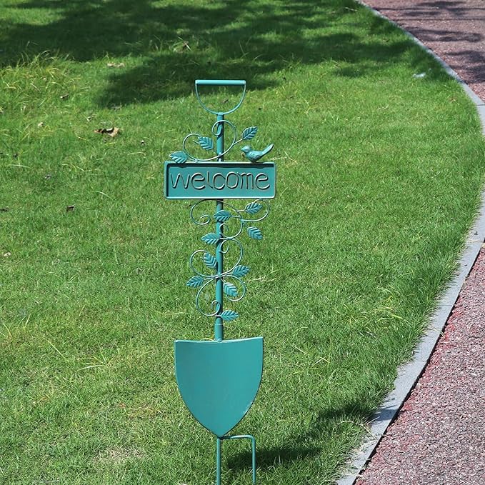 Metal Garden Stakes, Garden Stakes Decorative,Outdoor Welcome Sign for Patio Garden Decor.