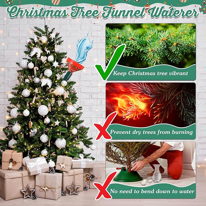 1 Pack Christmas Tree Watering Funnel System, 44 Inch Christmas Tree Watering Stick with Adjustable 3-Section Design, Reusable & Spill-Free, Xmas Plant Waterer Tool for Indoor and Outdoor