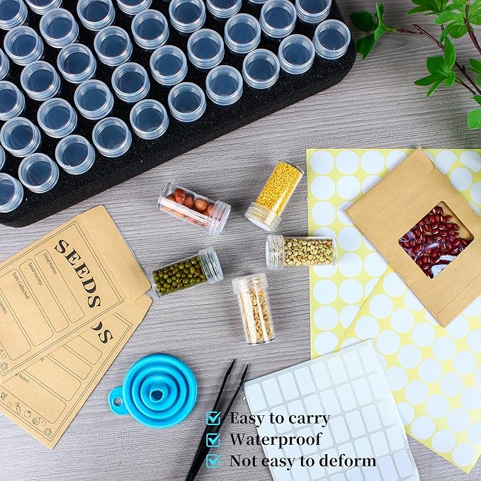 240 Slots Seed Storage Organizer with 30 Envelopes Portable Sturdy Seeds Container Box Airtight Garden Seed Saver Saving Kit (large-240 Slots)