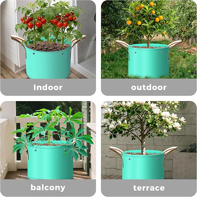 (BFCM Deal) 7 Pcs 7 Gallon Grow Bags, PE Garden Grow Bags for Plants with Branch-Binding Holes and Bottom Drain Holes, Ideal for Vegetables, Strawberries and Flowers