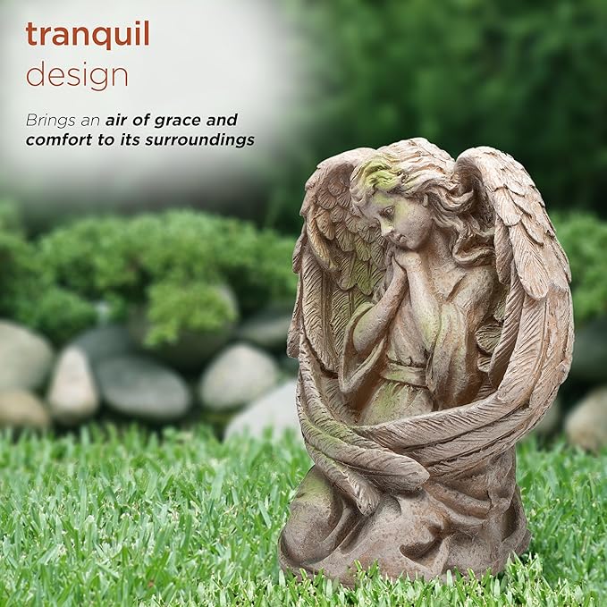 Alpine Corporation 19" Tall Old World Guardian Angel Outdoor Garden Statue