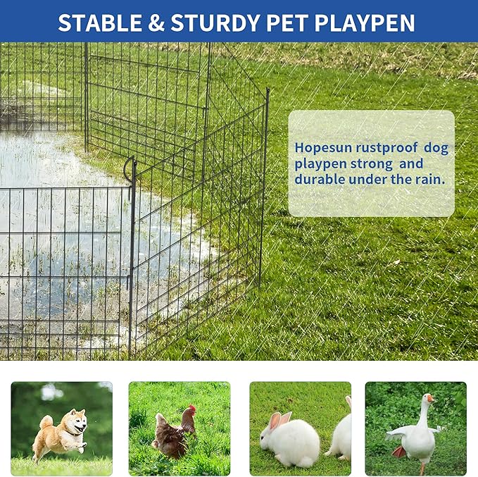 No Dig Fence Outdoor Dog Fences 10 Panels,32in (H) x 24.6 ft (L) Decorative Metal Garden Fence with Gate,Garden Fence Animal Barrier,Garden Fencing for Yard Rustproof
