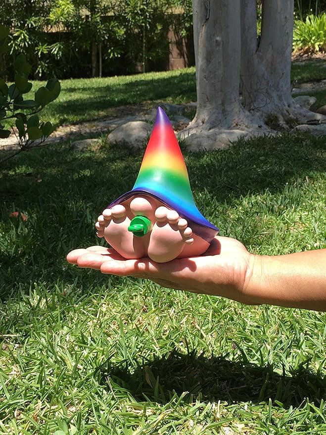 GlitZGlam Giant Baby Gnome for Your Enchanted Gnome and Fairy Garden (6 Inches Tall) (Rainbow)
