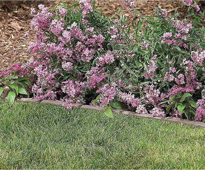 Suncast 2 Pack Quick Edge Resin Material 35 Inch Single Strip Natural Stone Lawn Border Edging for Patio, Gardening & Landscaping, Flagstone