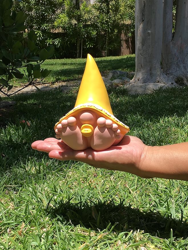 GlitZGlam Giant Baby Gnome for The Enchanted Gnome and Fairy Garden (6 Inches Tall) (Yellow)