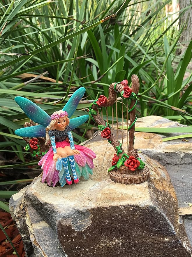 GlitZGlam Katrina The Garden Fairy - a Miniature Fairy Statue for Your Fairy Garden and Miniature Figurines