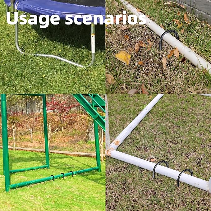 36 Pieces 12-Inch Garden Ground Stakes Galvanized Steel J Shape Hook Rebar Stake - Heavy Duty Anchors for Tents, Position Kits,Fences, and Trampolines